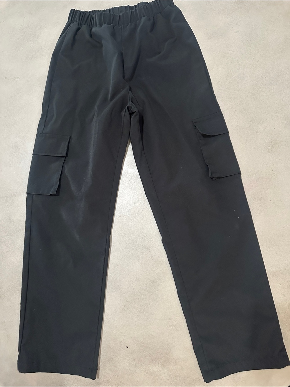 Girls hiphop Black Cargo Pants - Elastic Waist
